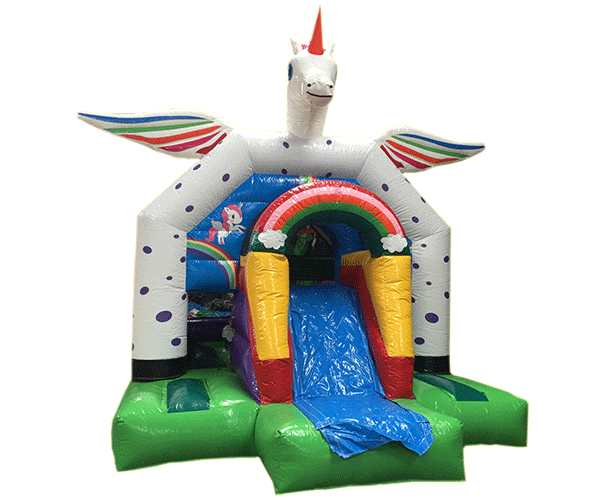 Figuren-Hüpfburg Einhorn mit Rutsche
