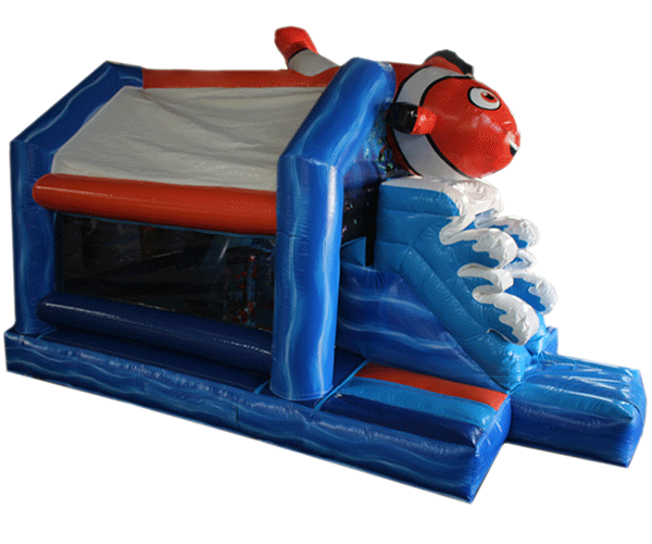 Figuren-Hüpfburg Clownsfisch mit Rutsche