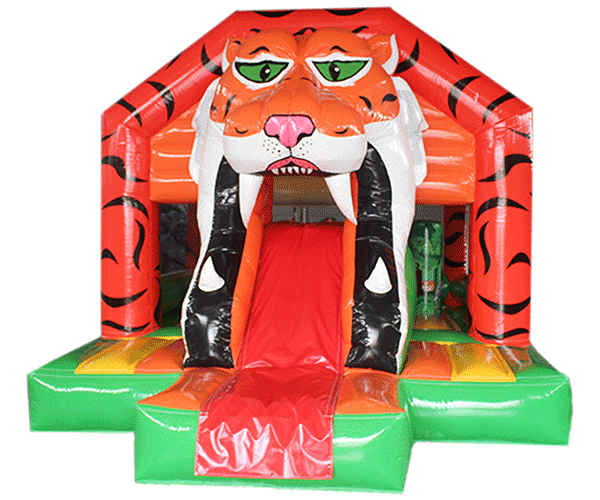 Figuren-Hüpfburg Tiger mit Rutsche