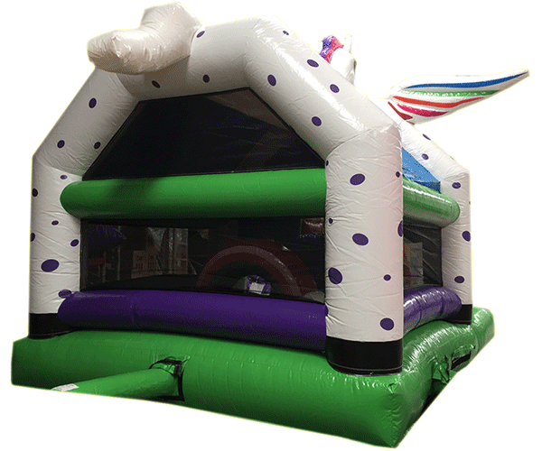 Figuren-Hüpfburg Einhorn mit Rutsche