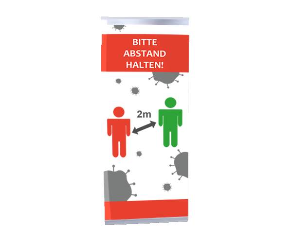 Rollup fertig bedruckt "Bitte Abstand Halten!
