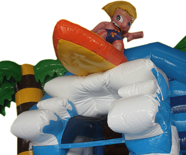 Figuren-Hüpfburg Surfer mit Rutsche