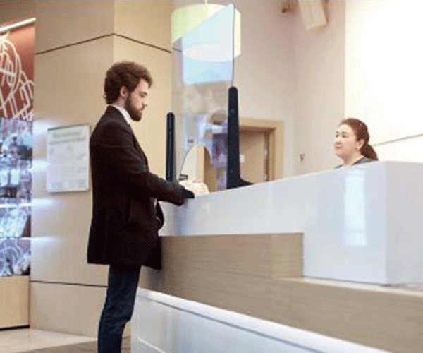 Niesschutz, Hygienewand für Geschäfte, Gastronomie, Hotels