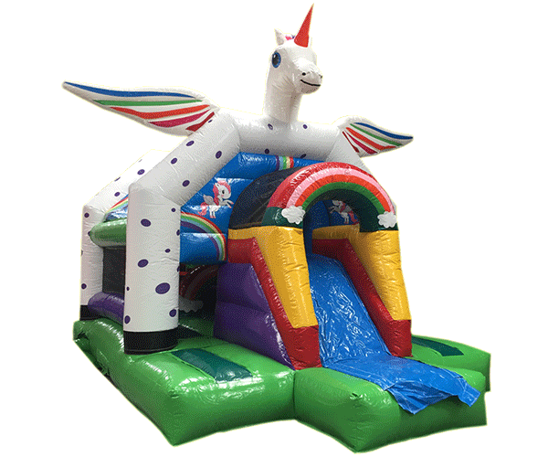 Figuren-Hüpfburg Einhorn mit Rutsche