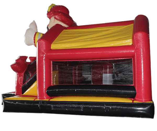 Figuren-Hüpfburg Feuerwehrmann mit Rutsche
