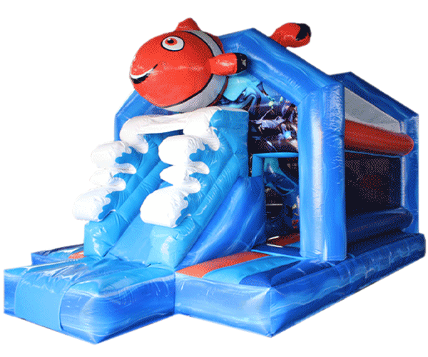 Figuren-Hüpfburg Clownsfisch mit Rutsche