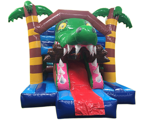 Figuren-Hüpfburg Alligator mit Rutsche