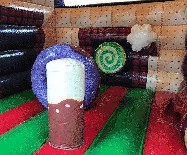 Hüpfburg Zuckerstange mit Rutsche