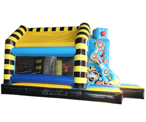 Figuren-Hüpfburg Roboter mit Rutsche