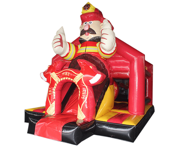 Figuren-Hüpfburg Feuerwehrmann mit Rutsche