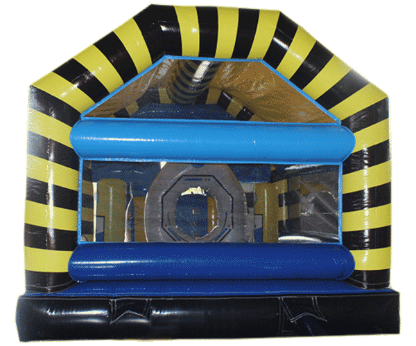 Figuren-Hüpfburg Roboter mit Rutsche