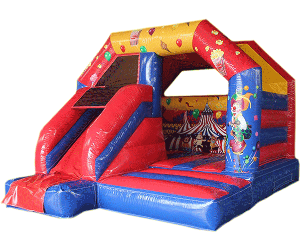 Hüpfburg Form A Bunter Zirkus mit Rutsche