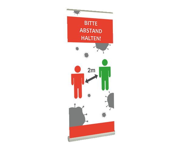 Rollup fertige bedruckt "Bitte Abstand halten!"