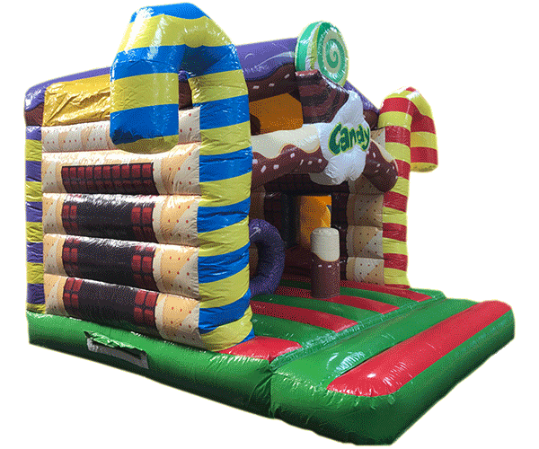 Hüpfburg Zuckerstange mit Rutsche