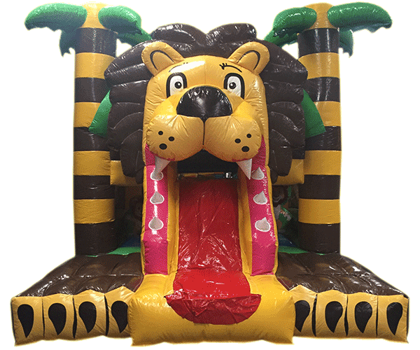 Figuren-Hüpfburg Löwe mit Rutsche