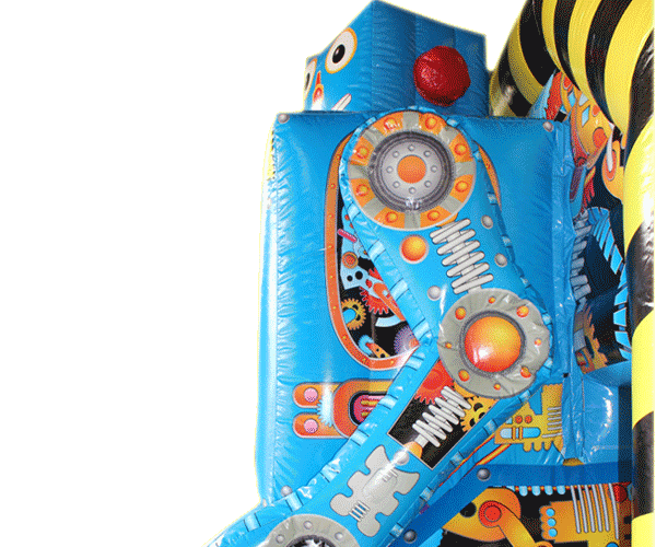 Figuren-Hüpfburg Roboter mit Rutsche
